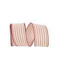 Reliant Ribbon Reliant Ribbon 93424W-065-40F 20.5 in. 10 Yards Ticking Linen Stripe Wired Edge Ribbon; Red 93424W-065-40F